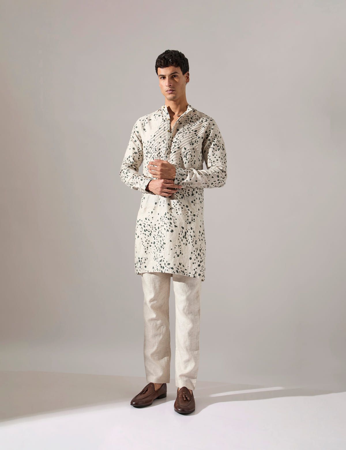 Asa Dapple Kurta Set - Ivory - image 3