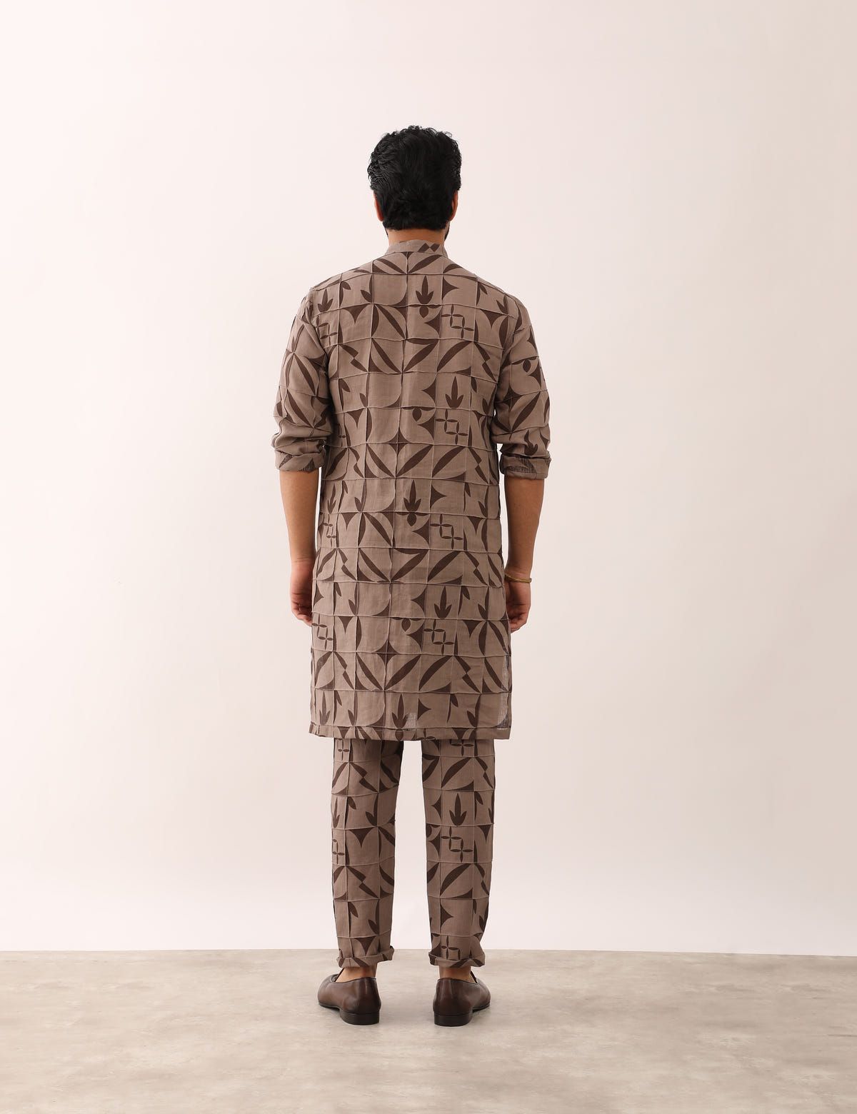 JEET STENCIL KURTA SET - STONE - image 3