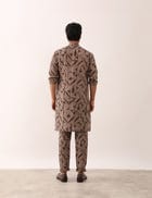 JEET STENCIL KURTA SET - STONE view 3
