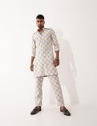 AUBREY MESH KURTA SET- IVORY view 1