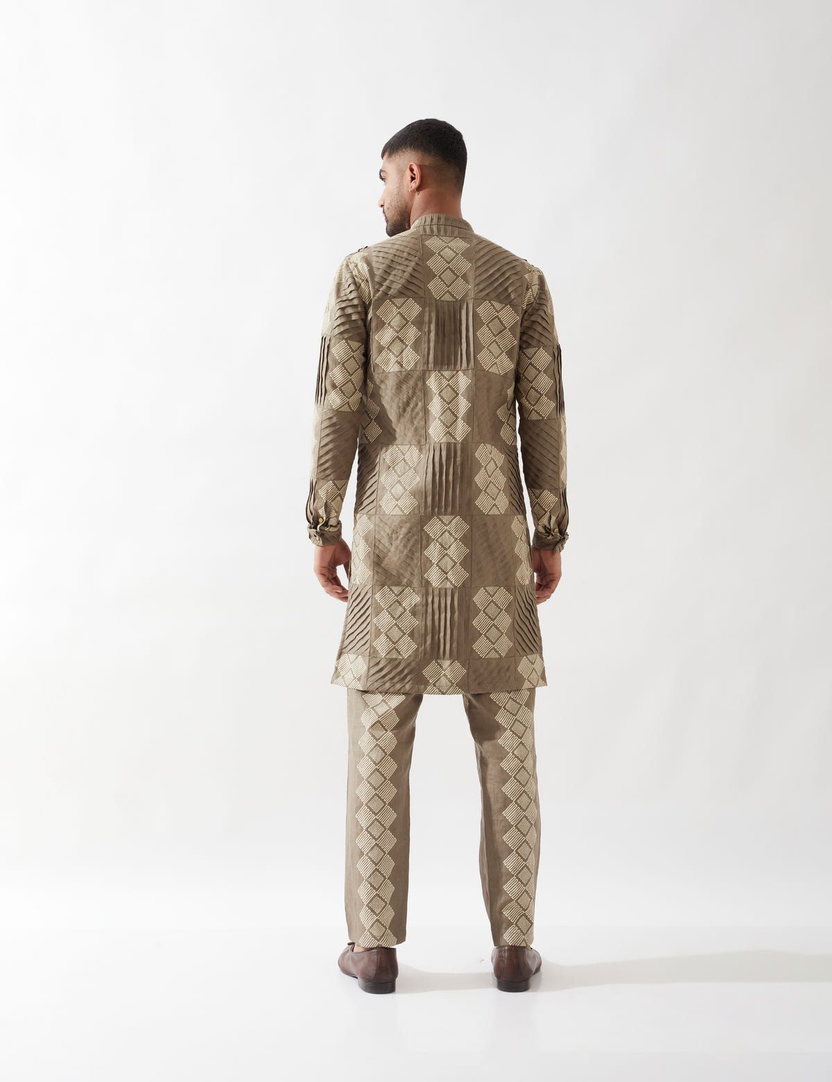 EZRA BARBED KURTA SET - OLIVE - image 3