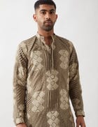EZRA BARBED KURTA SET - OLIVE view 7