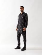 SLATE STAMP KURTA SET - BLACK view 2