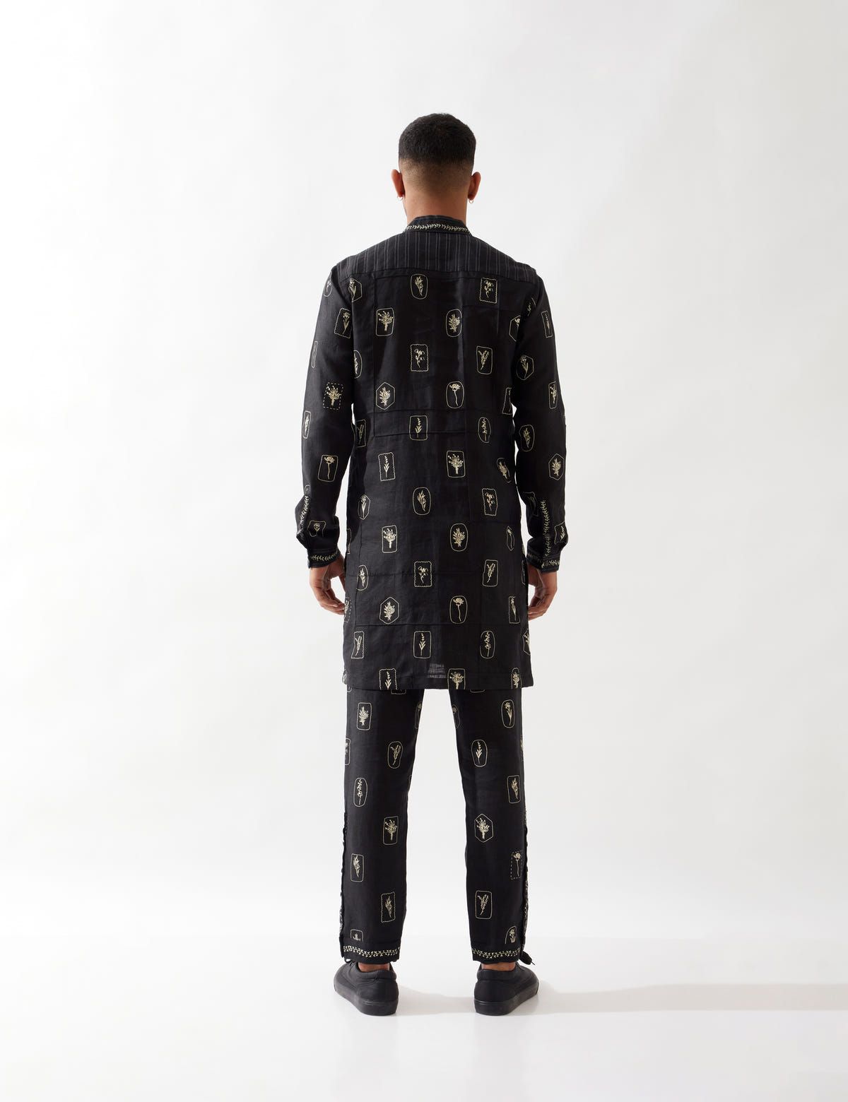 SLATE STAMP KURTA SET - BLACK - image 3