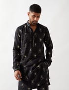 SLATE STAMP KURTA SET - BLACK view 5