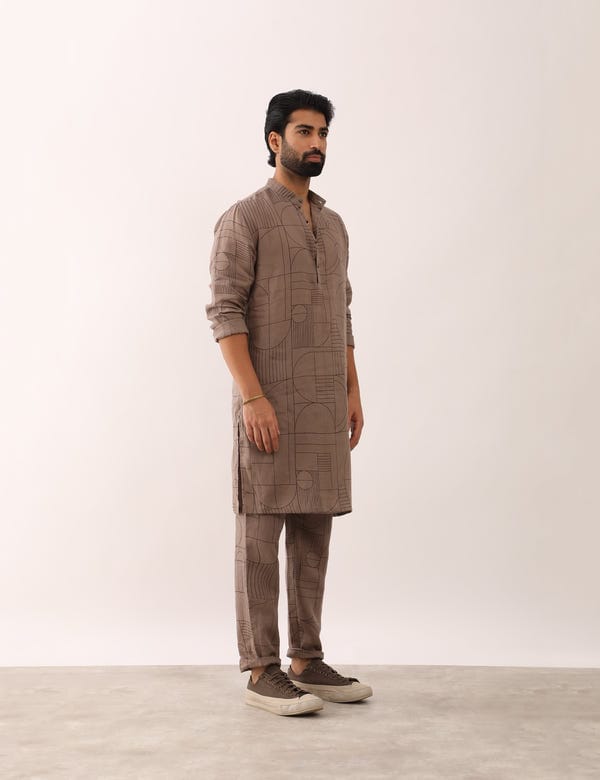 SON OF A NOBLE - SNOB — KRISH GATSBY KURTA - STONE