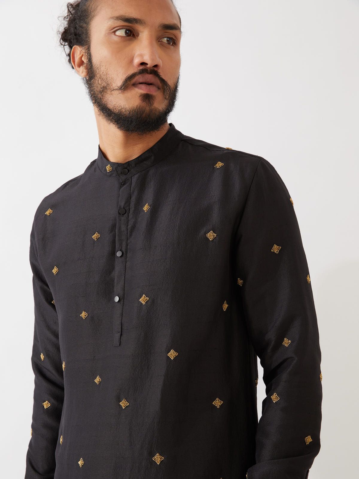SIMON SILK KURTA SET - BLACK - image 2