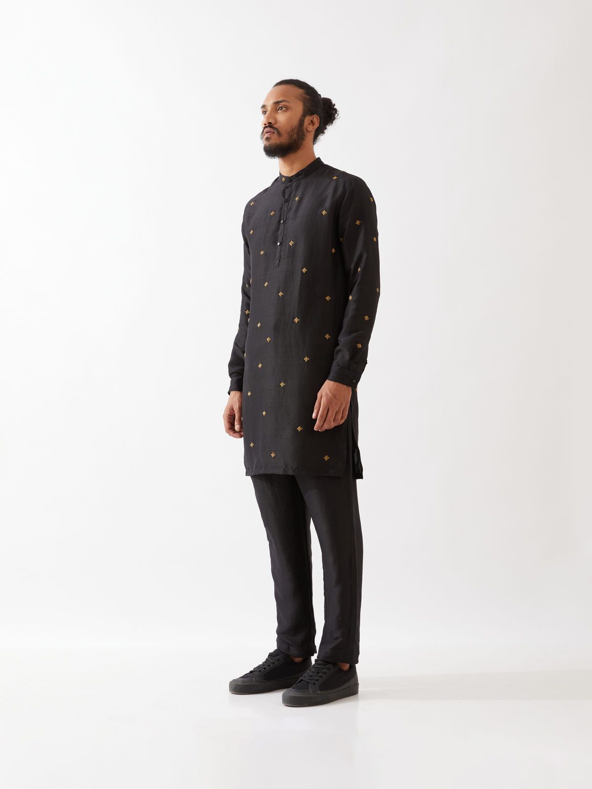 SIMON SILK KURTA SET - BLACK - image 3