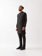 SIMON SILK KURTA SET - BLACK view 3