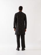 SIMON SILK KURTA SET - BLACK view 4
