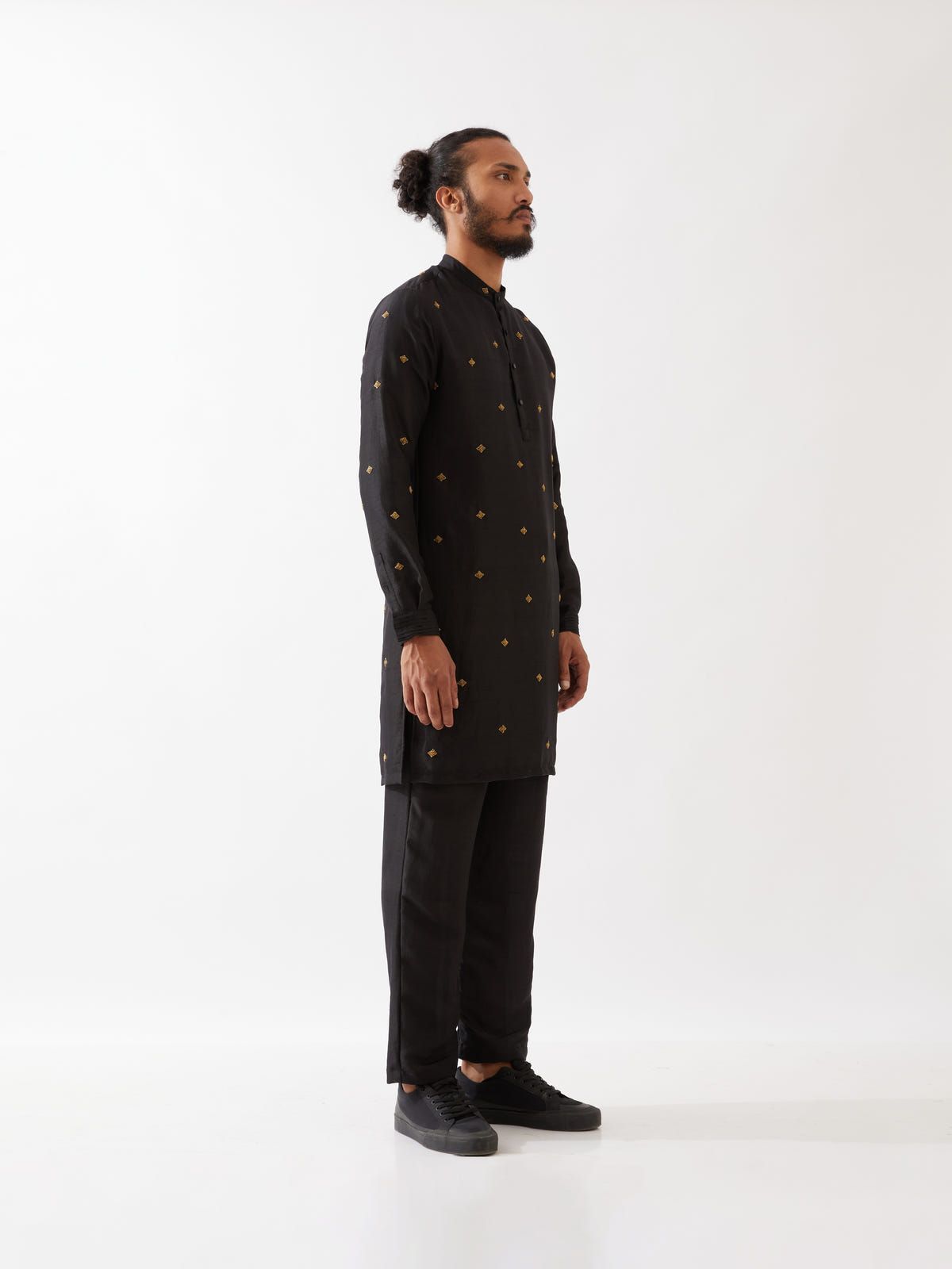 SIMON SILK KURTA SET - BLACK - image 5