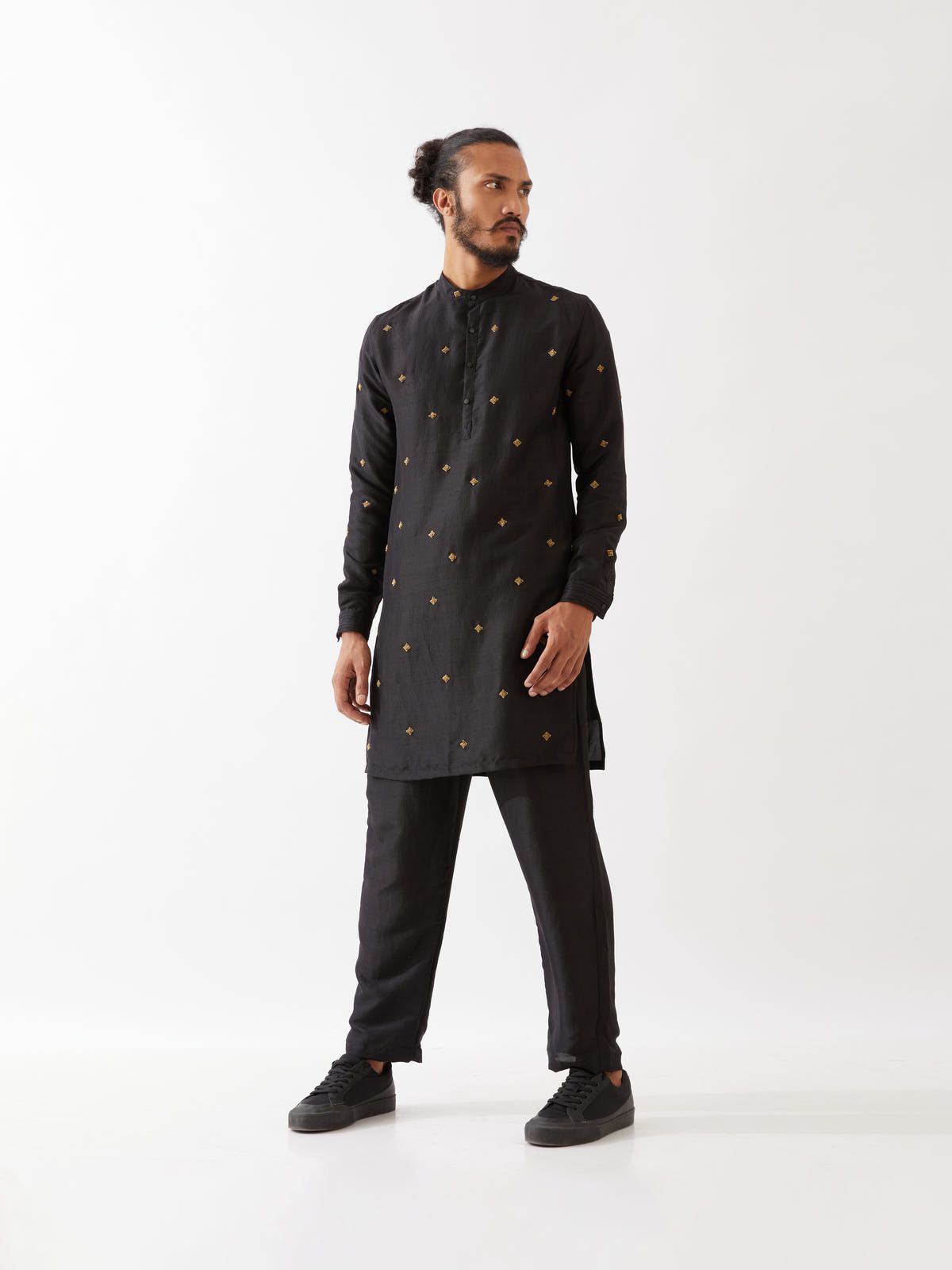 SIMON SILK KURTA SET - BLACK - image 6