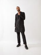 SIMON SILK KURTA SET - BLACK view 7