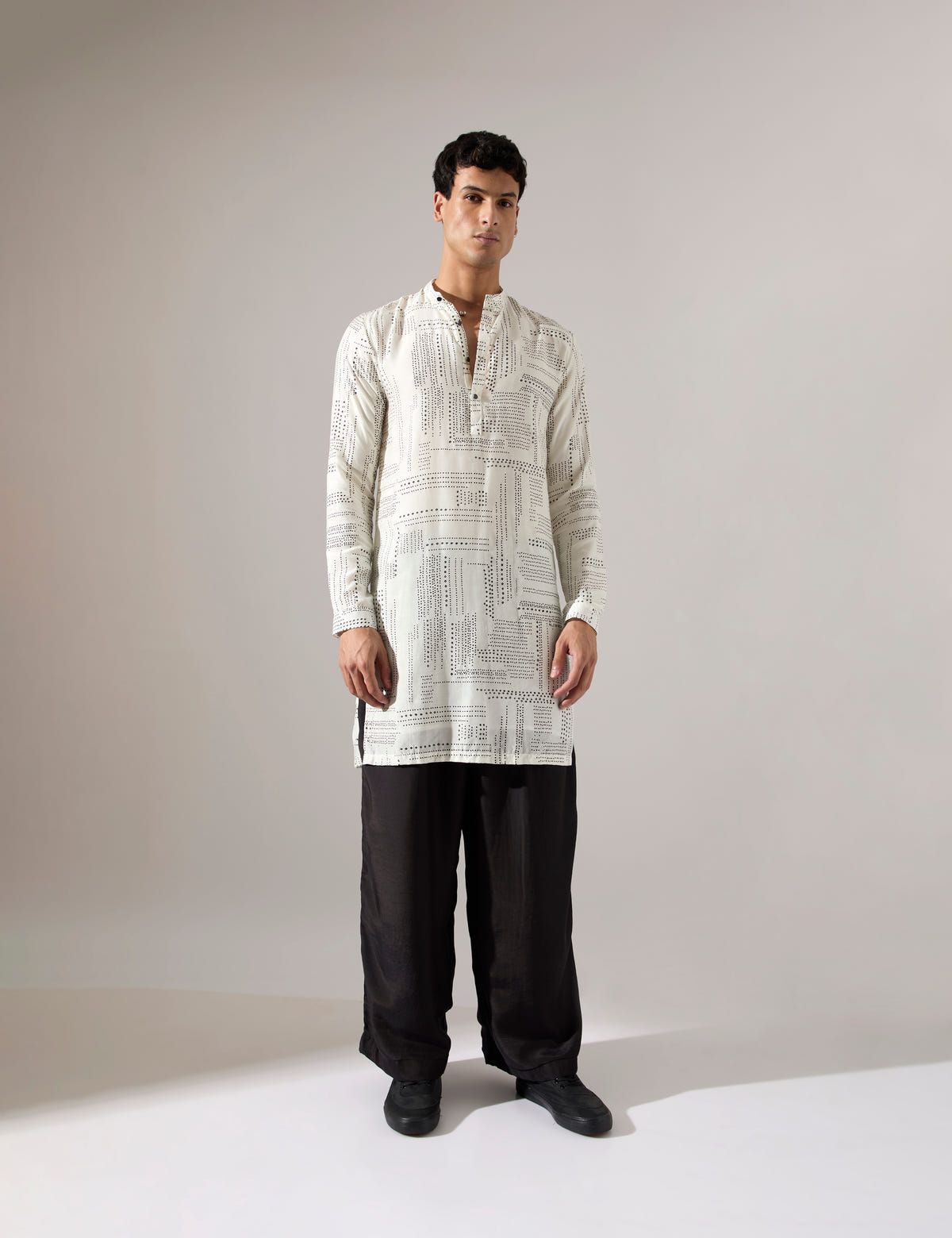 Michael Dots Kurta Set - White - image 2