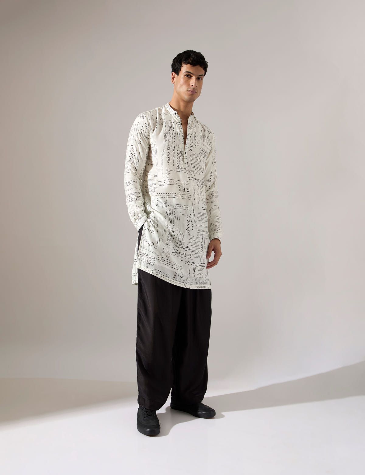 Michael Dots Kurta Set - White - image 3