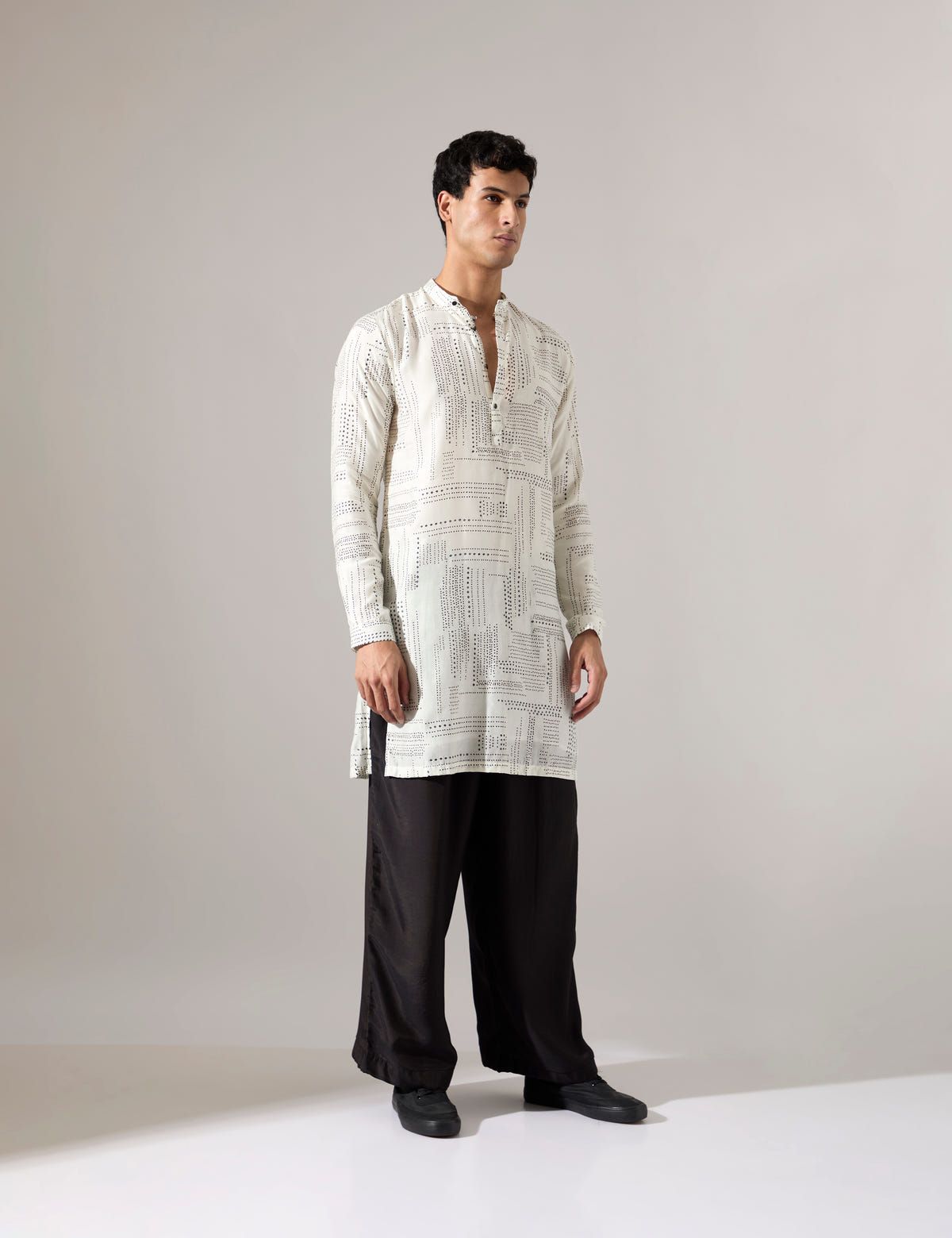 Michael Dots Kurta Set - White - image 4