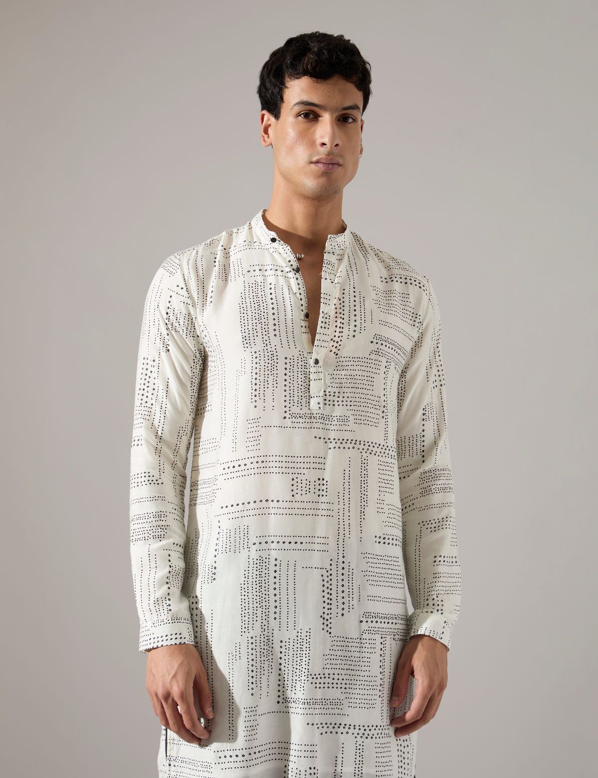 Michael Dots Kurta Set - White - image 6