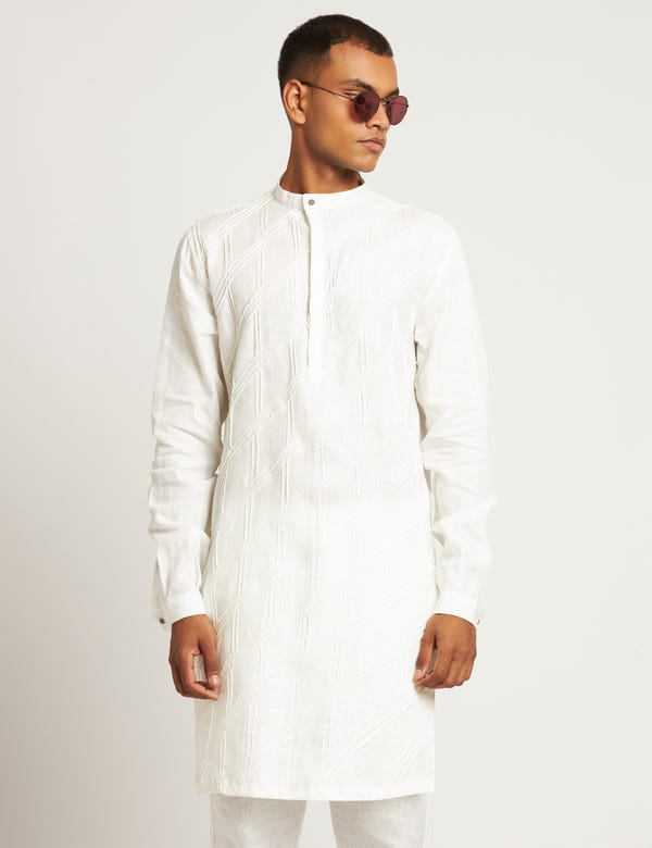 SON OF A NOBLE - SNOB — MOGA KURTA - WHITE