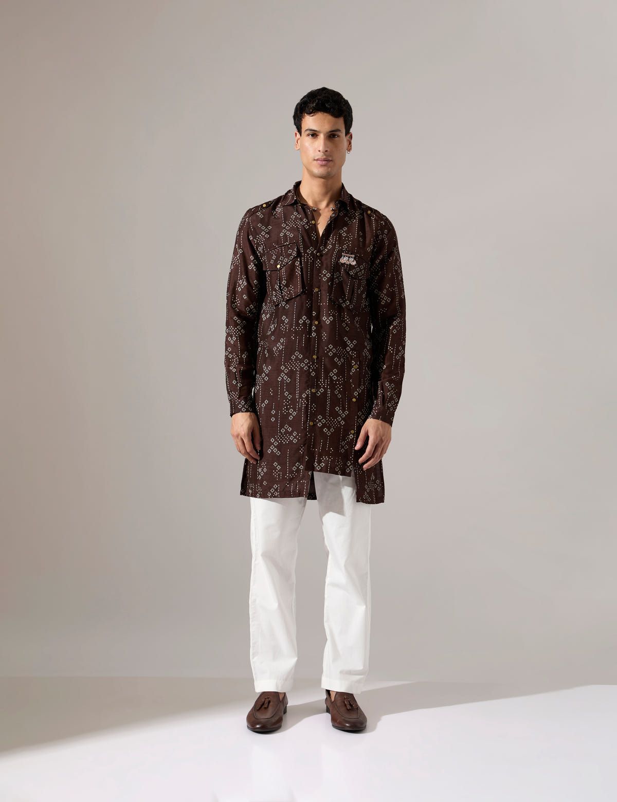 Cyrus Plus Minus Kurta Set - Bark - image 2