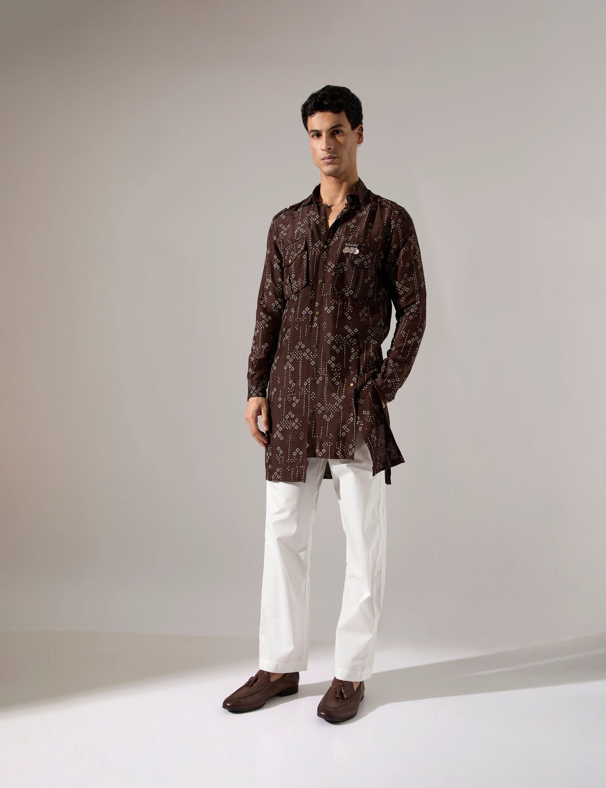 Cyrus Plus Minus Kurta Set - Bark - image 3