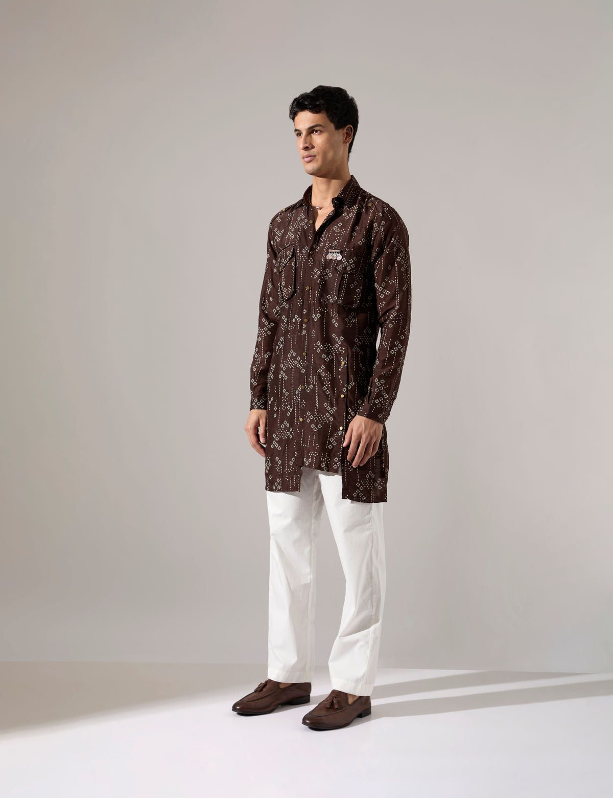 Cyrus Plus Minus Kurta Set - Bark - image 4