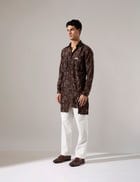 Cyrus Plus Minus Kurta Set - Bark view 4