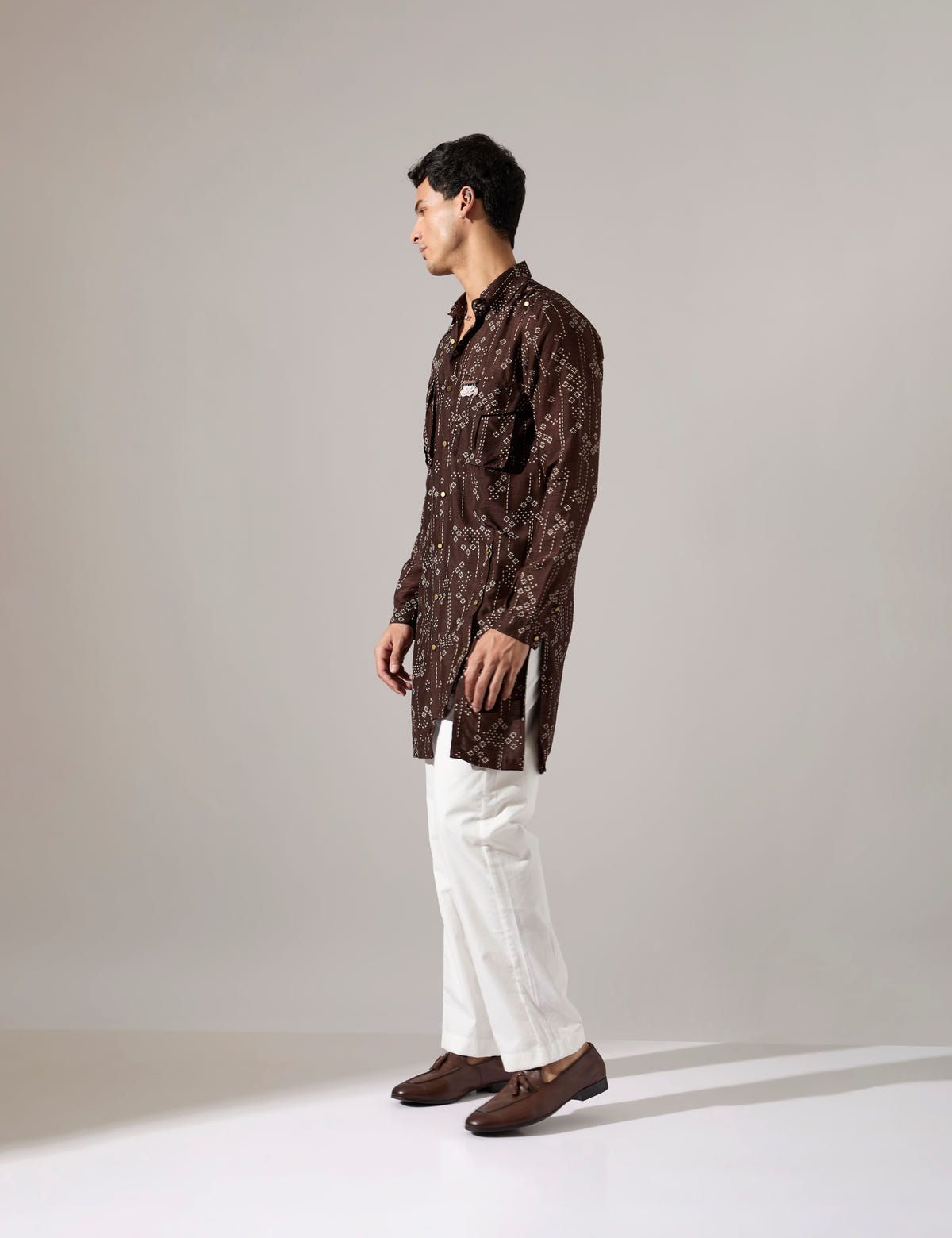 Cyrus Plus Minus Kurta Set - Bark - image 5
