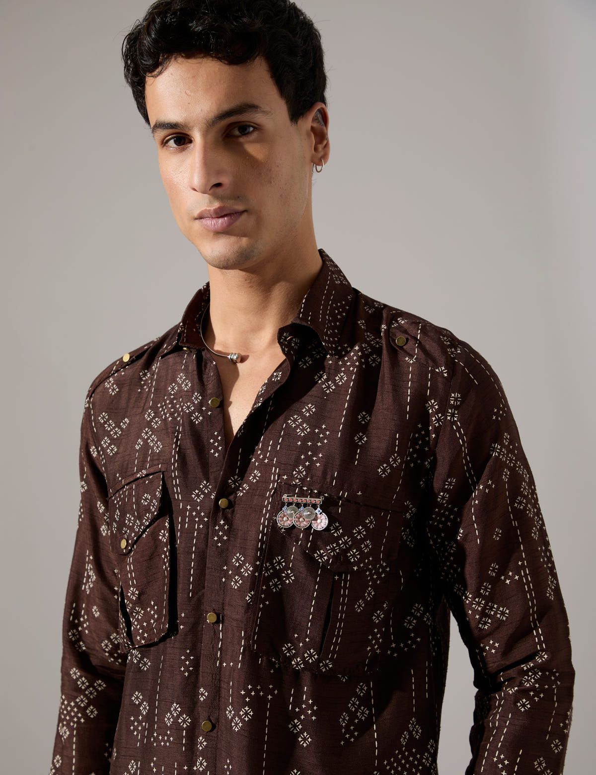 Cyrus Plus Minus Kurta Set - Bark - image 7