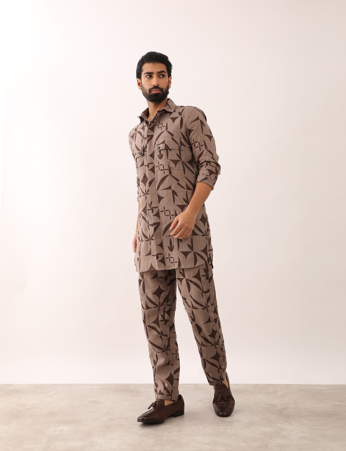 LAKSH STENCIL SHIRT SET - STONE - image 4