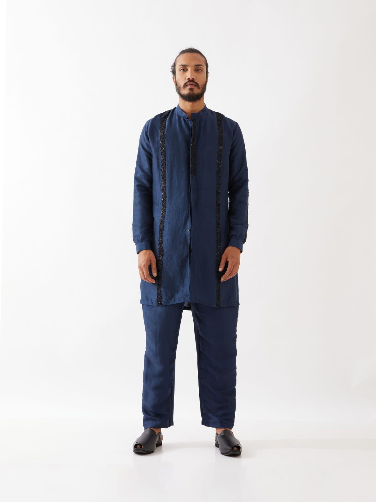 AVERY SILK KURTA SET - NAVY - image 1
