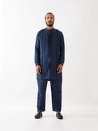 AVERY SILK KURTA SET - NAVY view 1