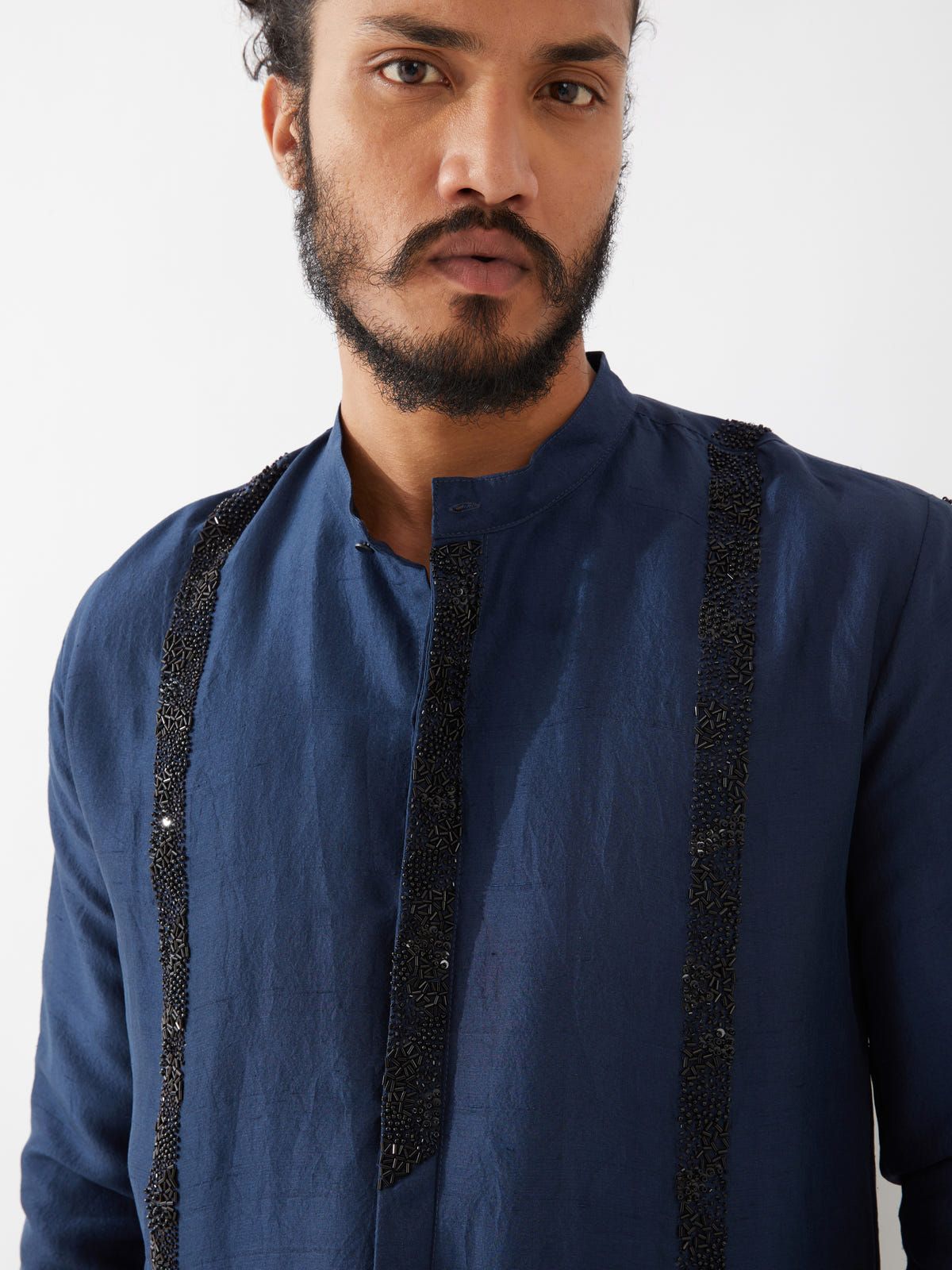 AVERY SILK KURTA SET - NAVY - image 2