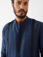 AVERY SILK KURTA SET - NAVY view 2
