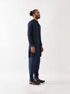 AVERY SILK KURTA SET - NAVY view 3
