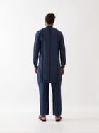 AVERY SILK KURTA SET - NAVY view 5