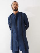 AVERY SILK KURTA SET - NAVY view 6
