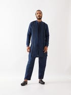 AVERY SILK KURTA SET - NAVY view 7
