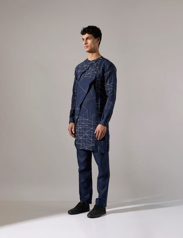 SON OF A NOBLE - SNOB — Austin network Kurta Set - Navy