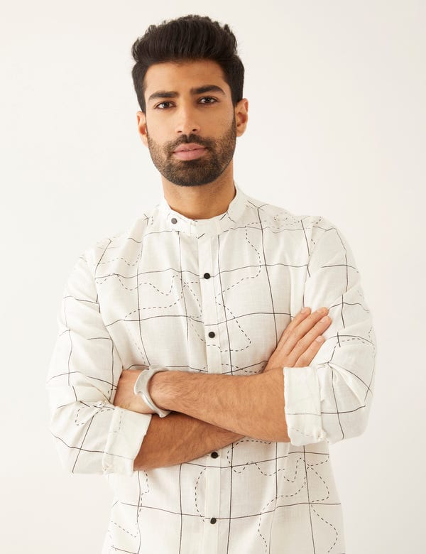 SON OF A NOBLE - SNOB — TAHA - TOPOGRAPHY - KURTA - WHITE