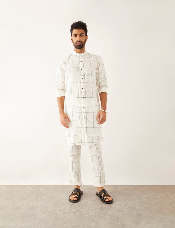 SON OF A NOBLE - SNOB — TAHA - TOPOGRAPHY - KURTA - WHITE