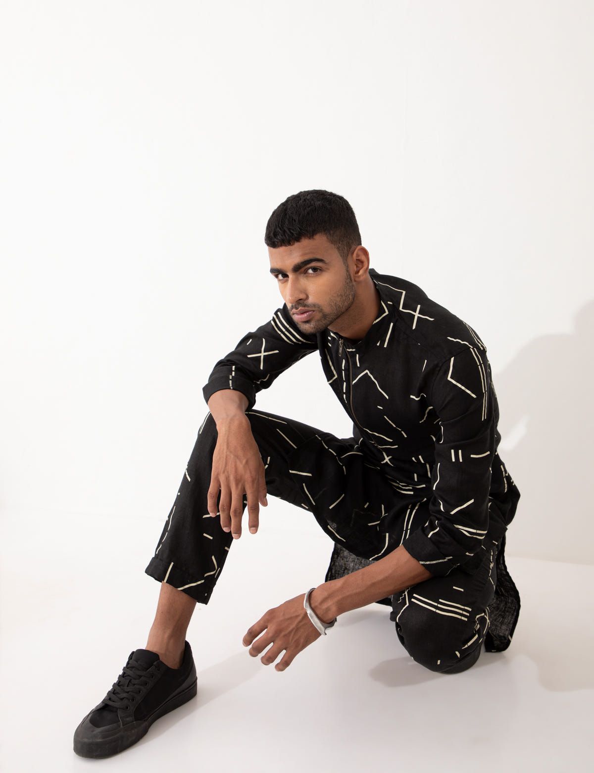 HAZEL CONTRA KURTA SET- BLACK - image 1
