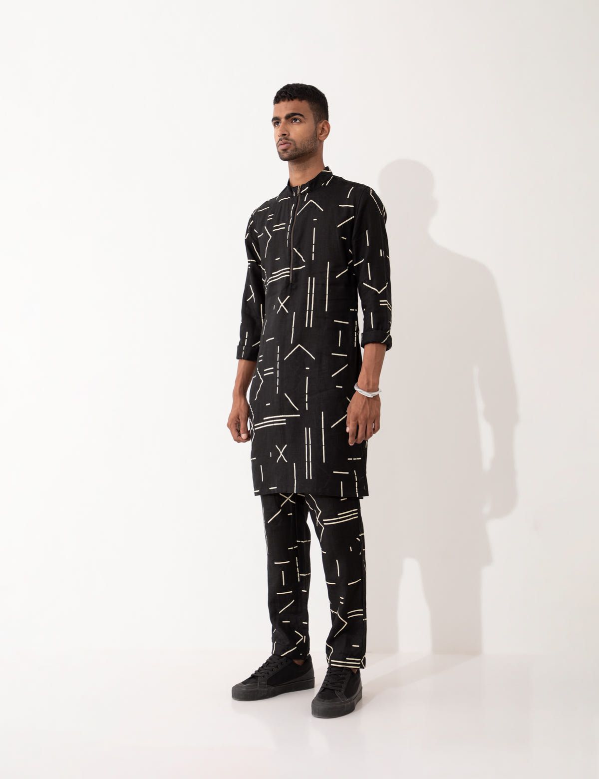 HAZEL CONTRA KURTA SET- BLACK - image 2