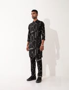 HAZEL CONTRA KURTA SET- BLACK view 2
