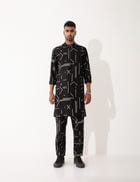 HAZEL CONTRA KURTA SET- BLACK view 3