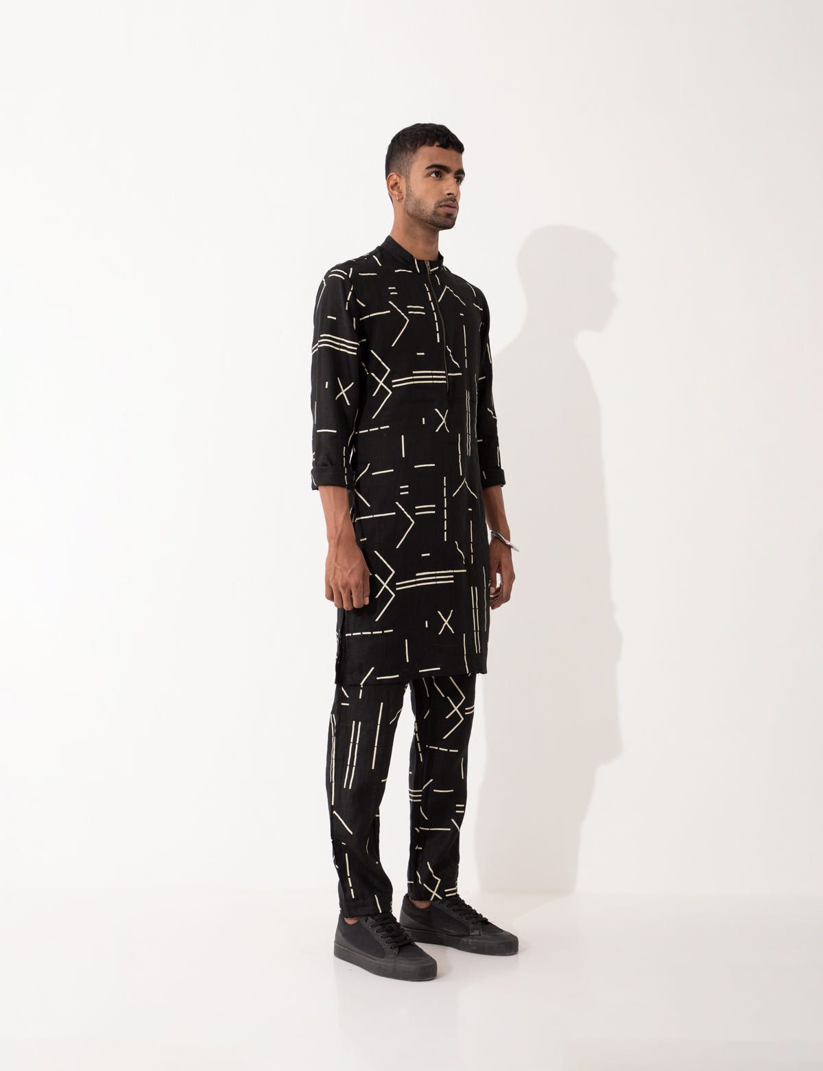 HAZEL CONTRA KURTA SET- BLACK - image 5