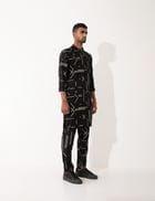 HAZEL CONTRA KURTA SET- BLACK view 5