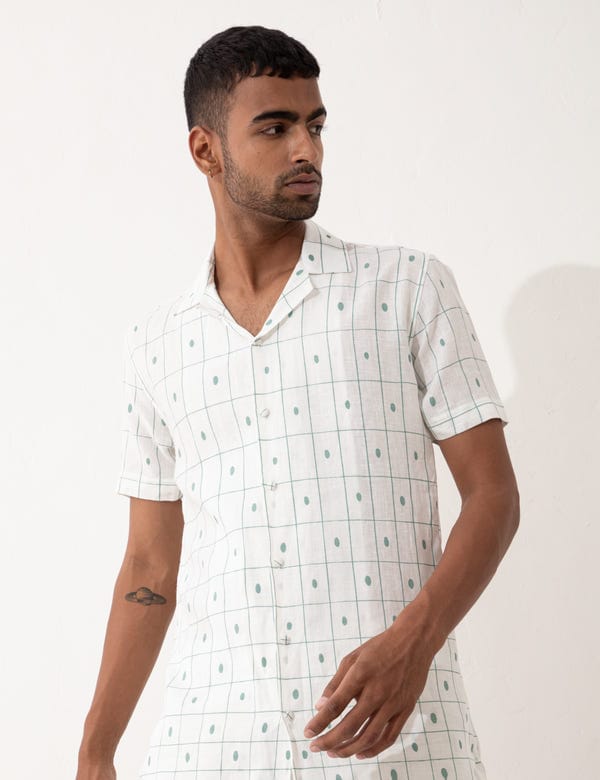 SON OF A NOBLE - SNOB — ALEXER CHECKER SHIRT - WHITE