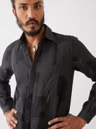 JOUNAH BLOCKS KURTA SET - BLACK view 5