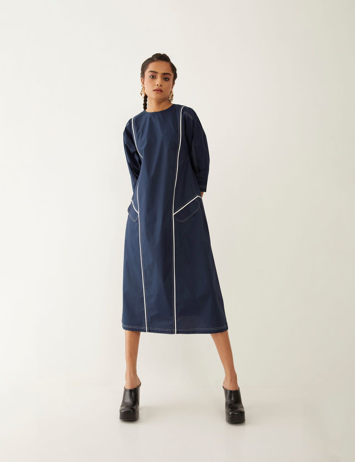 MARTHA DRESS - NAVY - image 1