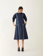 MARTHA DRESS - NAVY view 4